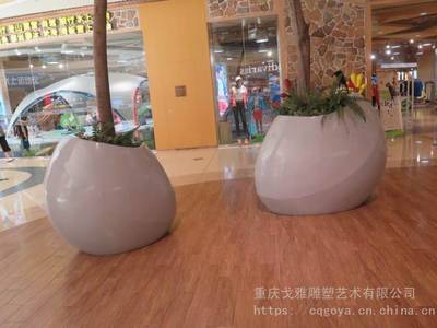 圓形白色異形室內(nèi)外裝飾美玻璃鋼花缽花箱 重慶戈雅雕塑